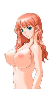 00s 1girl ane_to_boin breasts female_focus hanamaru_lemon large_breasts nude sano_toshihide simple_background solo upper_body