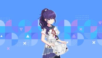 Rule 34 | 1girl, asahina mafuyu, blue background, blue eyes, blue flower, blue sailor collar, blue skirt, colorful palette, colors of pure sense (project sekai), cowboy shot, dot nose, expressionless, feet out of frame, flower, game cg, hair over shoulder, high ponytail, highres, lace-trimmed overskirt, lace trim, looking to the side, medium hair, multicolored eyes, musical note, musical note print, neck ribbon, official alternate costume, official alternate hair ornament, official art, overskirt, parted lips, ponytail, project sekai, purple background, purple eyes, purple flower, purple hair, red ribbon, ribbon, sailor collar, school uniform, see-through clothes, see-through overskirt, see-through sleeves, short sleeves, skirt, solo, suspender skirt, suspenders, suspenders slip, third-party source, triangle, two-tone background, two-tone eyes, upper body, waist ribbon, wavy hair, wavy sidelocks, white flower, white ribbon, yellow flower