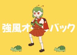 ._. 1girl animated backpack bag black_eyes black_footwear blush blush_stickers bulbasaur closed_mouth clothed_pokemon colored_skin cosplay ddingyong dress female_focus flat_chest flute gardevoir gen_1_pokemon gen_3_pokemon green_hair green_skin hairband half-closed_eyes hands_up happy holding holding_instrument instrument japanese_text jitome kaai_yuki kaai_yuki_(cosplay) kneehighs kyoufuu_all_back_(vocaloid) leg_up looping_animation multicolored_skin music nintendo pinafore_dress playing_instrument pleated_dress pokemon pokemon_(creature) puffy_short_sleeves puffy_sleeves randoseru recorder red_dress red_eyes shirt shoes short_dress short_hair short_sleeves sleeveless sleeveless_dress smile socks solo_focus text_background translation_request two-tone_skin video vocaloid walking white_hairband white_shirt white_skin white_socks yellow_background