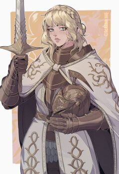 Rule 34 | braid, commission, crown braid, elden ring, elden ring: shadow of the erdtree, helmet, highres, holding, holding unworn helmet, icklaa, needle knight leda, tagme, unworn headwear, unworn helmet