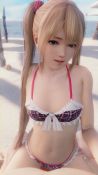 1boy 1girl 3d animated aqua_eyes beach bikini blonde_hair dead_or_alive girl_on_top hetero highres lazyprocrastinator looping_animation marie_rose outdoors pov sex straddling swimsuit twintails upright_straddle video video