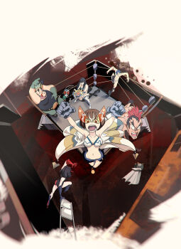 4boys 4girls blood brown_eyes brown_hair chair character_request folding_chair from_above from_behind highres hime_cut injury iori_shirou kamui_(kill_la_kill) kill_la_kill kinagase_tsumugu kiryuuin_satsuki knee_pads leotard luchador mankanshoku_barazou mankanshoku_mako mankanshoku_sukuyo matoi_ryuuko mikisugi_aikurou mixed-sex_combat mohawk multicolored_hair multiple_boys multiple_girls nosebleed pain phil_dragash playing_sports pug short_hair siblings sisters streaked_hair submission_hold thick_eyebrows wrestler wrestling wrestling_boots wrestling_mask wrestling_outfit wrestling_ring