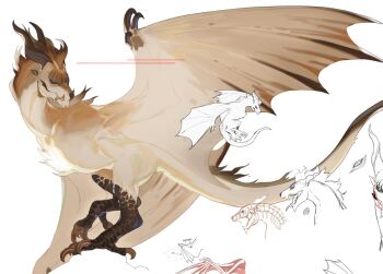 animal_focus claws commentary commentary_request creature dragon fang horns immorthis monster original reference_sheet sketch standing tail white_background wings