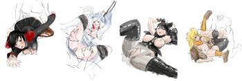 4girls blake_belladonna breasts clothed_sex cum cum_in_pussy cum_on_floor defeat highres multiple_girls nipples pussy rape restrained ruby_rose rwby sex sketch uncensored vaginal weiss_schnee yang_xiao_long