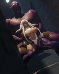 1boy 1girl 3d ahegao alley animated boku_no_hero_academia bouncing_breasts breasts breasts_out clothing_aside dark-skinned_female dark_skin hetero highres indoors interior large_breasts leotard leotard_aside long_hair looping_animation mirko nipples purple_thighhighs rabbit_ears rouge_nine sex tagme thighhighs torn_clothes torn_leotard torn_thighhighs vaginal video white_hair