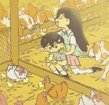 Rule 34 | 1boy, 1girl, little brother, long hair, mari (omori), older sister, omori, short hair, siblings, sunny (omori), teenage girl and younger boy