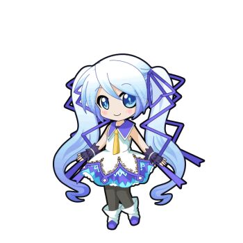 Rule 34 | 1girl, black outline, blue eyes, blue hair, blush, boots, chibi, chibi only, closed mouth, contrast collar, dress, fingerless gloves, full body, game asset, gloves, gradient hair, grey pantyhose, hair ribbon, hatsune miku, hatsune miku graphy collection, layered dress, looking at viewer, missing headwear, multicolored hair, necktie, no cape, outline, pantyhose, purple gloves, purple ribbon, ribbon, sleeveless, sleeveless dress, smile, solo, standing, transparent background, vocaloid, white boots, white dress, white hair, yellow necktie, yuki miku, yuki miku (2014)