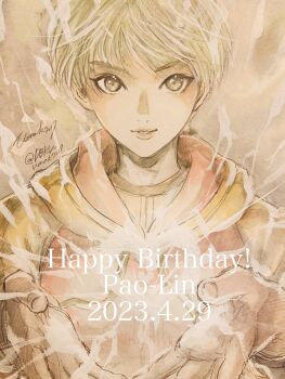 1girl character_name commentary_request dated electricity electrokinesis eyelashes happy_birthday heart highres hood hood_down hoodie huang_pao-lin natsuna_(ja727) short_hair signature solo tiger_&amp;_bunny upper_body very_short_hair