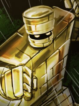 1other artist_name clenched_hands commentary_request dragon_quest goldman_(dragon_quest) golem highres looking_at_viewer metal_skin motion_lines no_humans signature sue02_(suexxx) yellow_eyes