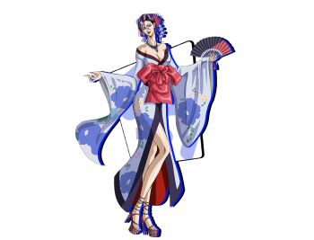 1girl black_hair game_cg hara_tetsuo japanese_clothes kimono long_hair m_hold’em official_art solo tachi-e