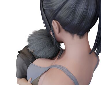 1boy 1girl 3d blender_(medium) breasts crossover dead_or_alive final_fantasy final_fantasy_xv highres hood hoodie hug kudarizaka large_breasts noctis_lucis_caelum nyotengu shota sports_bra