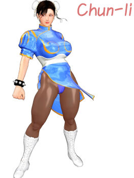 1girl black_hair boots bracelet breasts brown_eyes brown_hair brown_pantyhose bun_cover capcom china_dress chinese_clothes chun-li cross-laced_footwear double_bun dress earrings full_body hair_bun jewelry kill_the_king large_breasts lips pantyhose pelvic_curtain puffy_short_sleeves puffy_sleeves sash short_sleeves solo spiked_bracelet spikes standing street_fighter transparent_background white_footwear