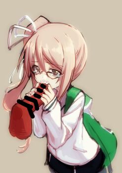 1boy 1girl animal_bag brown_eyes brown_hair cardigan chaos;child crying crying_with_eyes_open dress_vest fellatio flat_chest glasses hekiho_academy_school_uniform one-hour_drawing_challenge one_side_up oral osanadaisuke penis_grab red_penis sailor_collar sailor_shirt school_uniform science_adventure shirt sidelocks solo tearing_up tears white_cardigan yamazoe_uki