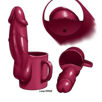 absurdres artist_name blueprint commentary cup dildo furui_o_(lamp159568) highres mug multiple_views no_humans original sex_toy still_life what