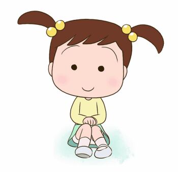 1girl animated animated_gif black_eyes blush brown_hair chibi_maruko-chan female_focus flat_chest full_body green_skirt grey_shoes hair_bobbles hair_ornament loli long_sleeves looking_at_viewer mary_janes panties sawai_(chibi_maruko-chan) shirt shoes short_hair sitting skirt smile socks twintails underwear upskirt white_background white_panties white_socks yamanokonza yellow_shirt