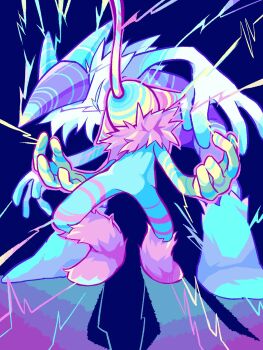 2others bent_back bent_over black_background blue_skin colored_skin commentary_request deltarune faceless full_body g_c_hori highres kneehighs multiple_others other_focus outline pink_outline pink_socks simple_background socks standing utdr_(toby_fox) werewerewire werewire