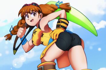 1girl aika_(eternal_arcadia) ass bent_over braid eternal_arcadia euf-dreamer orange_hair sega twin_braids