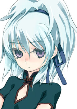close-up darker_than_black hair_ribbon ponytail purple_eyes ribbon silver_hair solo tank_(artist) yin_(darker_than_black)