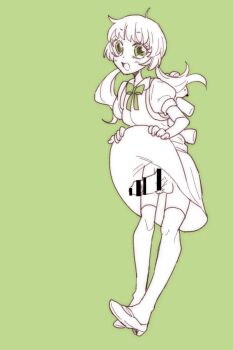 1futa bar_censor bow bowtie censored clothes_lift erection futanari green_background green_eyes gumikurage highres huge_penis md5_mismatch original penis resolution_mismatch skirt skirt_lift smile source_larger stuffed_animal stuffed_toy teddy_bear thighhighs twintails
