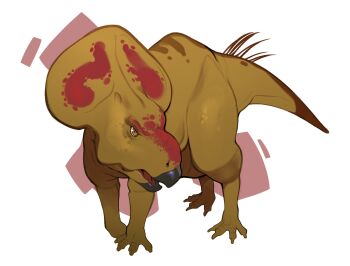 absurdres animal_focus beak combos_&amp;_doodles dark_skin dinosaur highres original protoceratops simple_background solo tail white_background