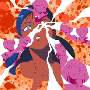 6+girls bindi black_hair blending blunt_ends cima_garahau commentary dark-skinned_female dark_skin double_bun emma_sheen facial_mark forehead_mark four_murasame green_eyes gundam gundam_0083 hair_bun haman_karn indian kawoshiki kirby_dots lalah_sune lesbian_flag long_eyelashes looking_at_viewer marbet_fingerhat mobile_suit_gundam multiple_girls newtype_flash one_eye_covered open_mouth parted_lips portrait reccoa_londe short_hair silhouette smile solo_focus trait_connection victory_gundam zeta_gundam