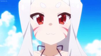 animal_ears animated animated_gif beach cloud fox_ears innertube ocean sand screencap sewayaki_kitsune_no_senko-san shiro_(sewayaki_kitsune_no_senko-san) sunglasses swim_ring white_hair