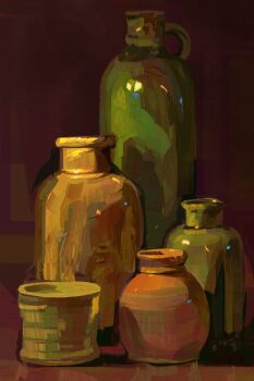 absurdres commentary cup highres jar no_humans object_focus original painterly still_life symbol-only_commentary twulfs
