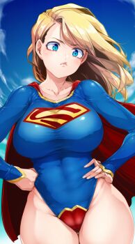 1girl aratama_(a-tama) blonde_hair breasts dc_comics large_breasts long_hair supergirl