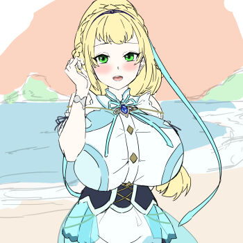 alternate_costume blonde_hair breasts green_eyes highres hizakake huge_breasts lillie_(pokemon) nintendo pokemon pokemon_sm