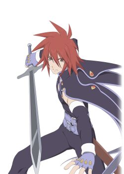 Rule 34 | 1boy, artist request, belt, brown eyes, cape, closed mouth, collared cape, commentary, cowboy shot, fighting stance, fingerless gloves, game cg, gloves, holding, holding sword, holding weapon, kratos aurion, looking at viewer, male focus, medium hair, multiple belts, official art, pants, purple belt, purple cape, purple gloves, purple pants, purple trim, red hair, sheath, solo, spiked hair, standing, sword, tales of (series), tales of asteria, tales of symphonia, third-party source, transparent background, weapon