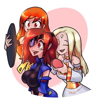 3girls aika_(eternal_arcadia) blonde_hair breasts cleavage eternal_arcadia fina_(eternal_arcadia) genderswap genderswap_(mtf) happy ian_samson large_breasts medium_breasts multiple_girls red_hair tagme vyse