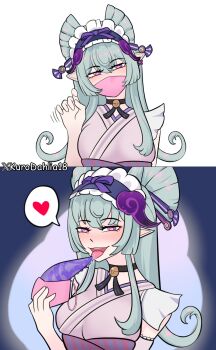 Rule 34 | 1girl, deepthroat, dildo, fellatio, genshin impact, highres, japanese clothes, kimono, kurodahlia18, mask, mouth mask, open mouth, oral, sex toy, solo, solo focus, tentacles, yumemizuki mizuki