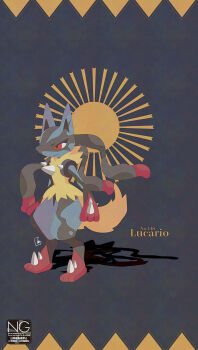 1other black_fur blue_fur body_fur furry gen_4_pokemon highres lucario mega_lucario mega_pokemon meme_(sleepsheep) multicolored_fur nintendo pokemon pokemon_(creature) pokemon_focus red_eyes red_fur snout solo spikes yellow_fur