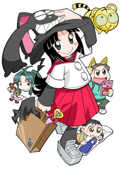 4girls :> :3 aiko_(magipoka) alternate_costume animal_ear_hairband animal_ears animal_hair_ornament antenna_hair armored_gloves bag black_hair black_tail blinking_inside_eyes blue_dress blue_eyes blue_sky blue_sleeves blunt_bangs blunt_ends blunt_sidelocks blush_stickers body_pillow bow brown_bag brown_hair buttons character_print closed_eyes closed_mouth collared_jacket colored_sclera cosplay curtained_hair demon_tail dhole_(toranoana) dress dress_bow dress_shoes eyelashes fake_animal_ears full_body glasses gloves green_eyes green_hair green_jacket green_pants green_sclera green_shirt green_sleeves grey_eyes grey_shoes grey_sleeves grey_socks hair_between_eyes hair_intakes hair_ornament hairband hairclip hand_on_own_hat hand_on_own_head hat hime_cut holding holding_bag holding_figure holding_pillow jacket kneehighs kodomo_(toranoana) kotora_(toranoana) kuromimi_kotora layered_sleeves leg_up liru liru_(cosplay) loafers long_hair long_skirt long_sleeves manga_(object) medium_skirt miko_(toranoana) miniskirt mukku_(mook-tv) multiple_girls no_nose official_art open_mouth pants parted_bangs pillow pleated_skirt ponytail rabbit_ears red_bow red_eyes red_sailor_collar red_shoes red_skirt renkin_san-kyuu_magical_pokaan round_eyewear sailor_collar school_uniform second-party_source sharp_teeth shirt shoes shopping_bag short_over_long_sleeves short_sleeves sidelocks simple_background skirt sky smile socks straight_hair strapless strapless_dress striped_collar striped_fur striped_tail tail tan_(magipoka) teeth tiger tiger_hair_ornament tora_da_yo. toranoana triangle_nose two-tone_dress undershirt unzipped upper_teeth_only v-shaped_eyebrows very_long_hair wand white_background white_gloves white_jacket white_shoes white_socks wide_sleeves witch_hat wolf_ears yamane_(toranoana) yellow_bow yellow_eyes yellow_fur yellow_sleeves yellow_tail yuuma_(magipoka)