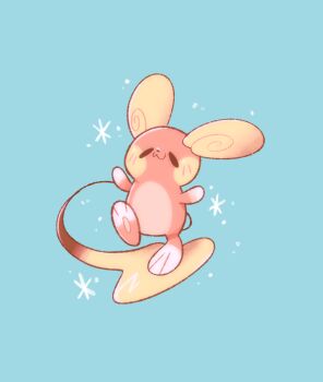 :3 alolan_form alolan_raichu blue_background closed_mouth full_body gen_7_pokemon keebykiba nintendo no_humans pokemon pokemon_(creature) pokemon_focus simple_background smile solid_oval_eyes solo sparkle standing standing_on_one_leg