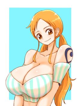 1girl breasts highres huge_breasts long_hair nami_(one_piece) one_piece orange_hair