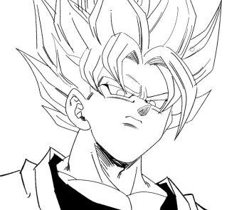 Rule 34 | 1boy, 1rasutotoukou, disappointed, dougi, dragon ball, dragonball z, greyscale, male focus, medium hair, monochrome, muscular, muscular male, shirt, simple background, solo, son goku, spiked hair, super saiyan, super saiyan 1, upper body, white background
