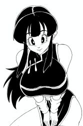 Rule 34 | 1girl, area5169458561, bent over, black hair, breasts, chi-chi (dragon ball), chinese clothes, dragon ball, dragonball z, dress, large breasts, long hair, looking at viewer, smile
