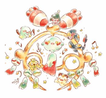 Rule 34 | blush, cacnea, cactus, cat, chimecho, closed eyes, closed mouth, colored sclera, crown, fangs, full body, gen 1 pokemon, gen 2 pokemon, gen 3 pokemon, gen 4 pokemon, happy, highres, mega chimecho, mega pokemon, meowth, mime jr., musical note, nintendo, no humans, open mouth, pokemon, pokemon (anime), pokemon (creature), pokemon focus, pokemon legends: z-a, pokemon rse (anime), seviper, smile, snake, star (symbol), tail, team rocket, wind chime, wobbuffet, yellow eyes, yellow sclera, yukichi 0611