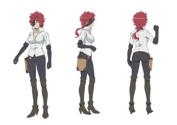 1girl ass breasts cleavage dungeon_ni_deai_wo_motomeru_no_wa_machigatteiru_darou_ka eyepatch hephaistos_(danmachi) highres large_breasts official_art red_hair smile source_request