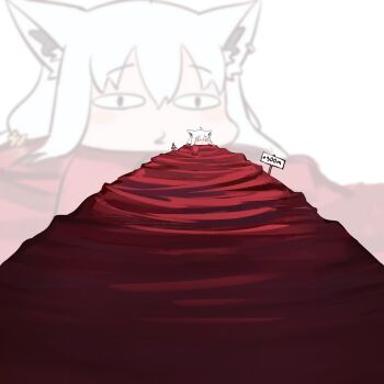 <|>_<|> 0_0 1girl absurdres animal_ear_fluff animal_ears commentary earrings fox_ears fox_girl fox_tail hair_between_eyes highres hololive hyde_(tabakko) jewelry light_blush long_scarf pentagram red_scarf scarf shirakami_fubuki single_earring symbol-only_commentary tail too_long virtual_youtuber white_hair