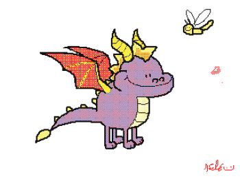 animated animated_gif border bouncing breath_weapon breathing_fire bug closed_eyes closed_mouth dragonfly fire flipnote_studio_(medium) from_side insect keke_(kokorokeke) looping_animation lowres signature smile sparx_(spyro) spyro_(series) spyro_the_dragon white_border