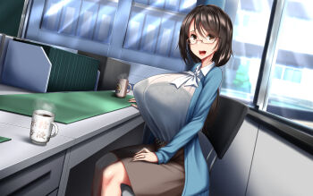 1girl breasts highres huge_breasts kawahagitei short tagme