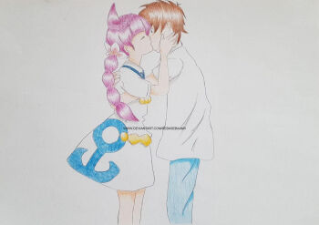 1boy 1girl artist_self-insert chloe_(pokemon) couple hetero kiss nintendo original pokemon pokemon_(anime) pokemon_journeys