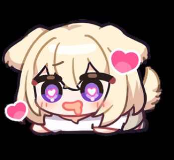1girl all_fours animal_ears animated animated_gif bang_dream! bang_dream!_it&#039;s_mygo!!!!! blonde_hair blush blush_stickers chibi dazeroyuu dog_ears dog_girl dog_tail drooling heart heart-shaped_pupils kemonomimi_mode lowres medium_hair misumi_uika mouth_drool open_mouth purple_eyes shirt simple_background solo symbol-shaped_pupils tail tail_wagging transparent_background uicrawl_(bang_dream!) white_shirt