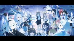 6+girls absurdres animal_ears aris_(blue_archive) arona_(blue_archive) atsuko_(blue_archive) ayane_(blue_archive) black_hair black_horns blonde_hair blue_archive blue_eyes blue_halo bow brown_hair closed_eyes closed_mouth cloud commentary_request fake_animal_ears glasses grey_hair hair_between_eyes hair_bow hairband halo hat highres hiyori_(blue_archive) holding horns hoshino_(blue_archive) jj_(85268927) kikyou_(blue_archive) leaf leaf_on_head midori_(blue_archive) misaki_(blue_archive) miyako_(blue_archive) miyu_(blue_archive) moe_(blue_archive) momoi_(blue_archive) multiple_girls necktie nonomi_(blue_archive) open_mouth pink_eyes plana_(blue_archive) red-framed_eyewear red_hair red_halo renge_(blue_archive) sailor_collar saki_(blue_archive) saori_(blue_archive) school_uniform serika_(blue_archive) shiroko_(blue_archive) single_horn skirt smile white_halo yellow_bow yellow_halo yukari_(blue_archive) yuuka_(blue_archive) yuzu_(blue_archive)