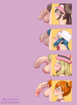 4futa absurdres aqua_eyes bare_shoulders beanie blonde_hair blue_eyes blue_hair blush brown_hair chart comparison dawn_(pokemon) develadara female_pubic_hair flaccid foreskin futanari hat highres long_hair looking_at_viewer misty_(pokemon) multiple_futa nintendo penis penis_chart penis_comparison penis_size_comparison penis_size_difference phimosis pokemon pokemon_(anime) pokemon_(classic_anime) pokemon_bw2 pokemon_dppt pokemon_xy pubic_hair rosa_(pokemon) scarf serena_(pokemon) testicles uncensored veins veiny_penis visor_cap