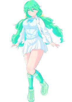1girl bleach breasts green_eyes green_hair large_breasts long_hair nelliel_tu_odelschwanck official_alternate_costume skirt solo spinosaur1111 twintails