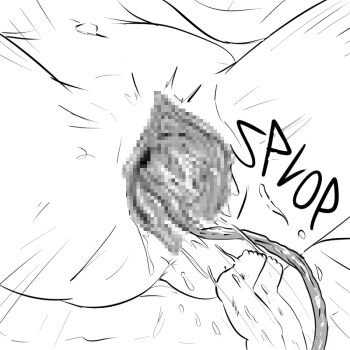 1girl anus baby becky_blackbell censored feet feet_together giving_birth loli monochrome mosaic_censoring powerofsin pussy pussy_focus pussy_juice spy_x_family toes umbilical_cord