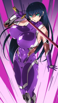 1girl blue_hair breasts igawa_asagi large_breasts long_hair solo taimanin_(series) taimanin_asagi